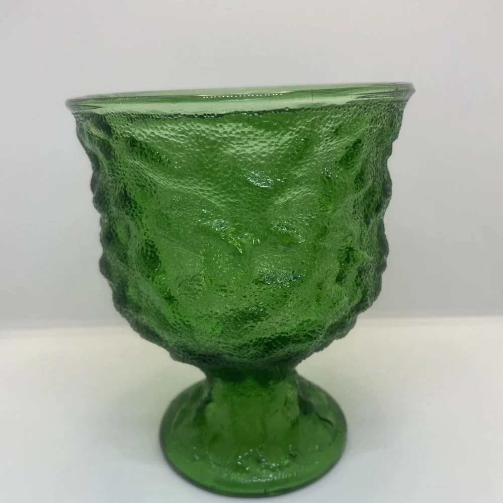 EO Brody Co.‎ Cleveland USA Green Crinkle Textured Glass Pedestal Vase Vintage